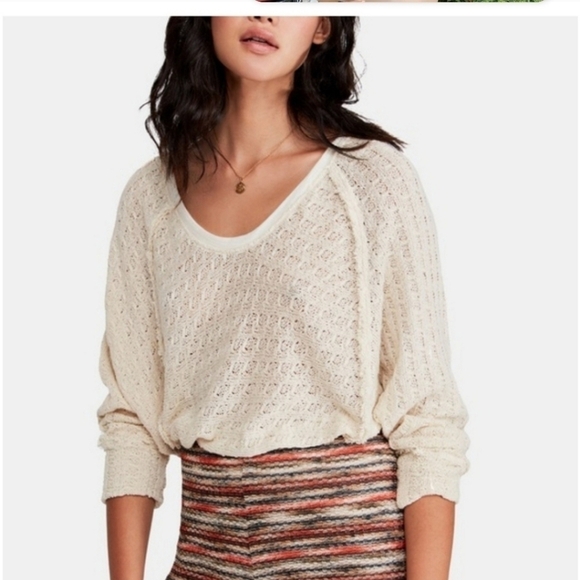 Free People We The Free Women's Cotton Boho Slouchy Sweater Size Small - Picture 1 of 6